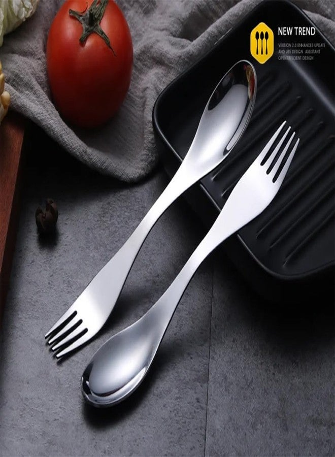 Relatable 2 in 1 Fork and Spoon Combo 2-Pack Stainless Steel Camping Utensil, Spork for Backpacking, Hiking, Outdoors (2) - Image 2